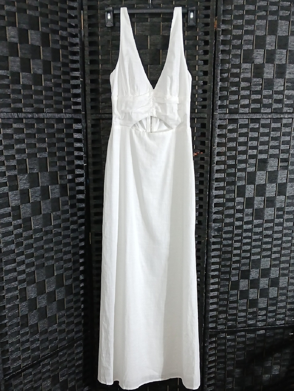 NWOT Billy J Mahalia White Maxi Dress V-Neck Cutout Cotton Womens SZ 6